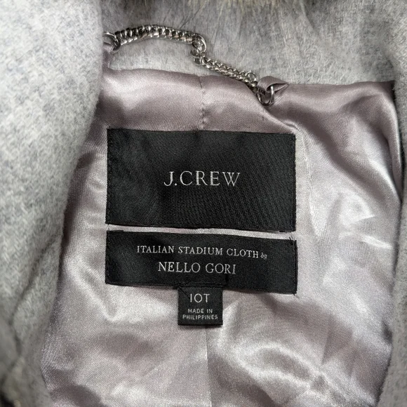 J. Crew Jacket Womens 10 T Gray Chateau Parka Italian Stadium Cloth Wool Hooded